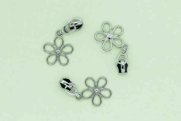 Zipper Pull - Flower (Selection Of Colours)