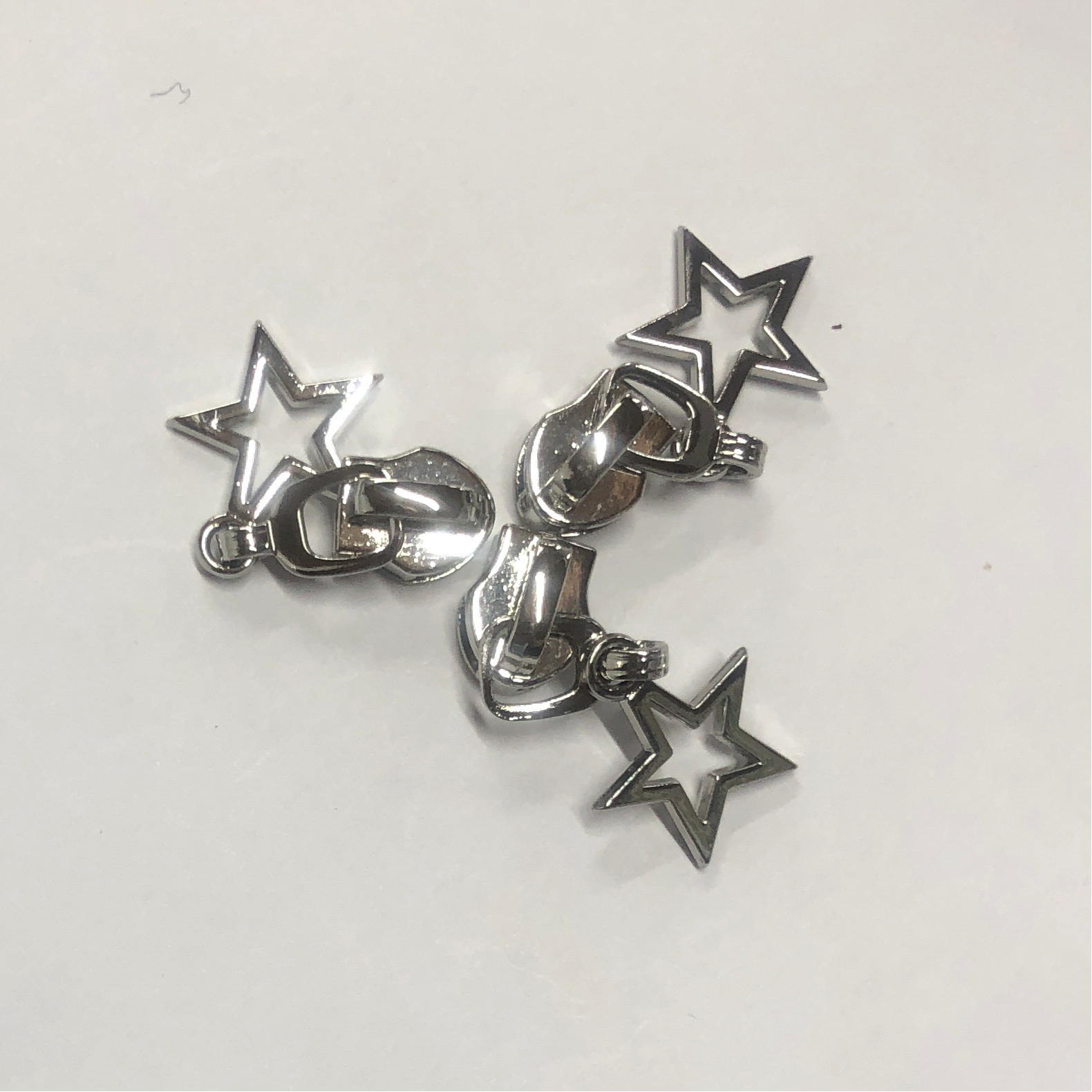 Zipper Pull 3Pk - Silver Star Outline