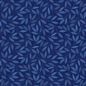 Wilmington Prints - Leaf Toss - Navy