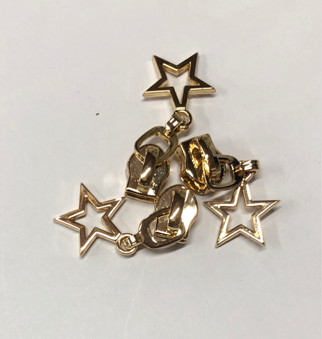 Zipper Pull 3Pk - Gold Star Outline