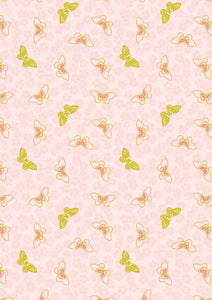 Sakura - Butterflies on Pink with Metallic Gold A921A