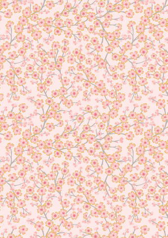 Sakura - Cherry Blossoms on Light Pink with Metallic Gold A923B