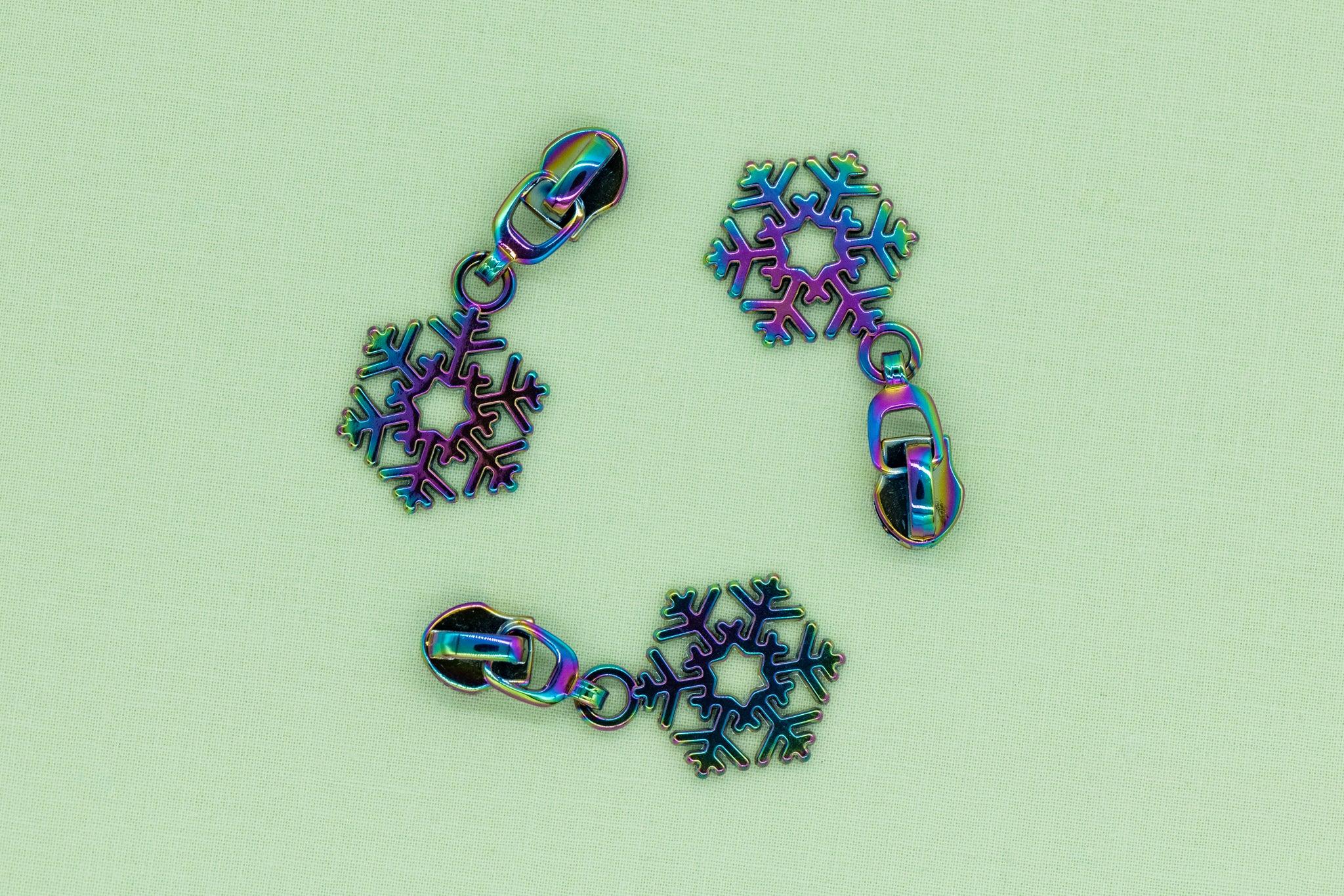Zipper Pull 3Pk - Snowflake Rainbow