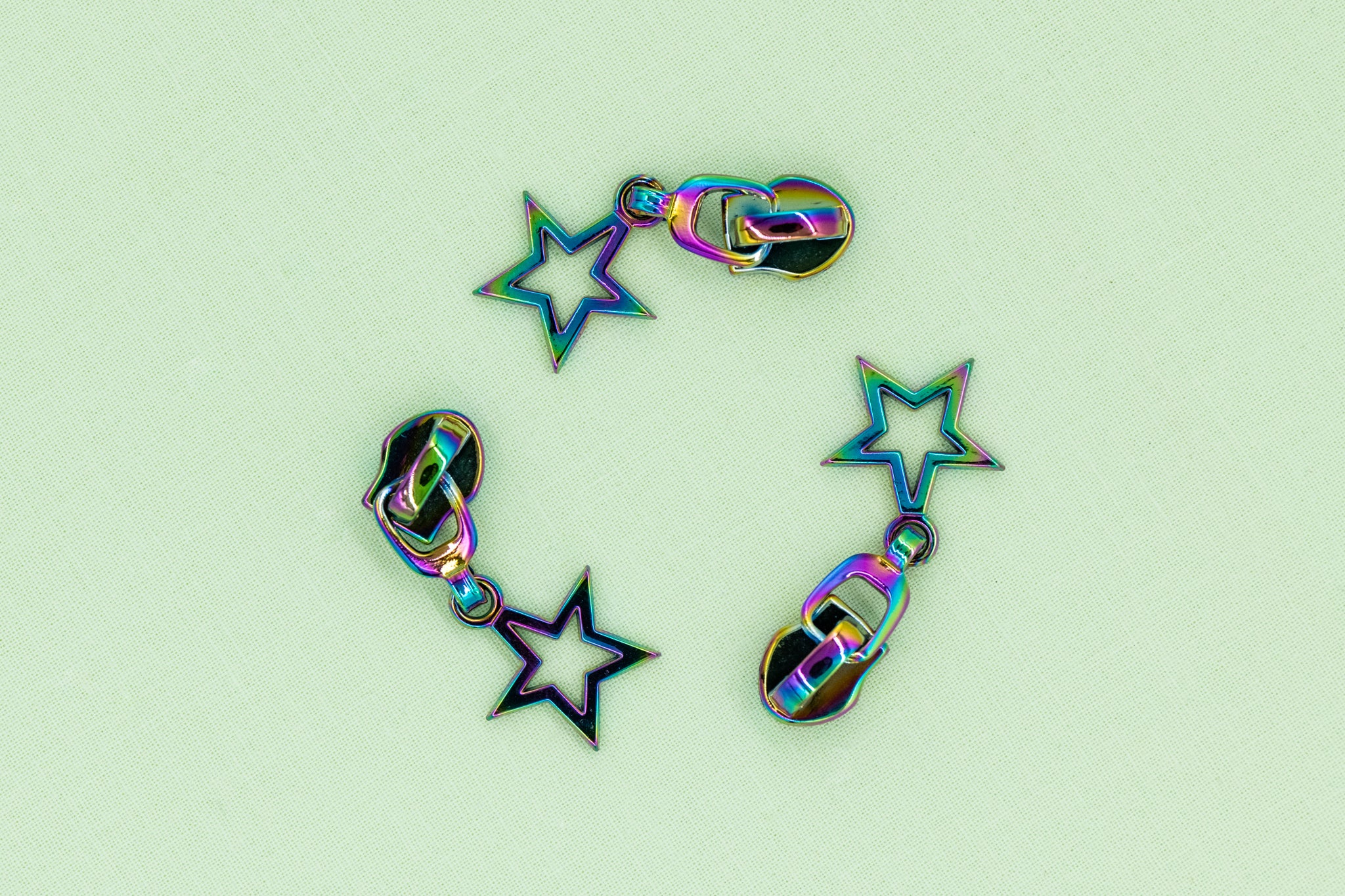 Zipper Pull 3Pk - Rainbow Star Outline