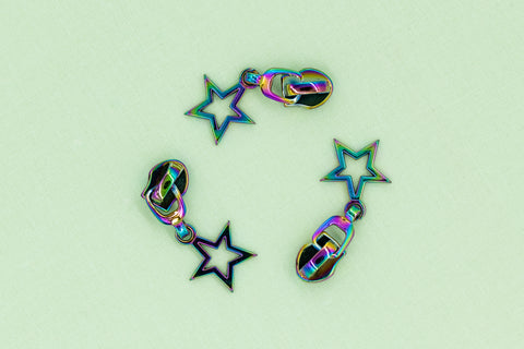 Zipper Pull 3Pk - Rainbow Star Outline