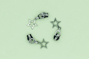 Zipper Pull 3Pk - Silver Star Outline