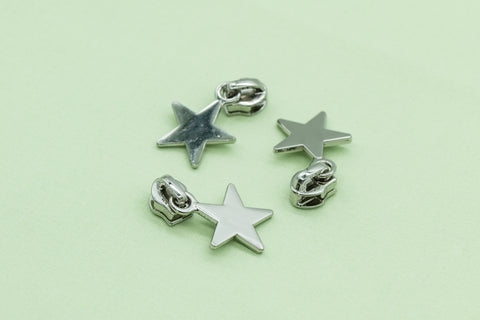 Zipper Pull 3Pk - Silver Star Solid