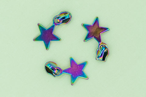 Zipper Pull 3Pk - Rainbow Star Solid