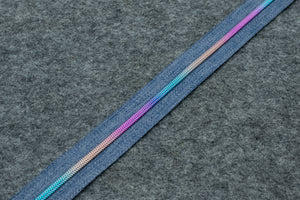 Zipper - Denim with Rainbow Teeth 1m