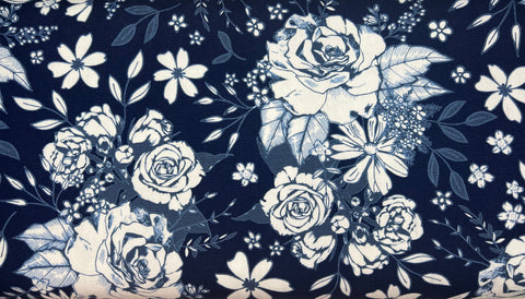 Blue White Floral - Canvas Weight
