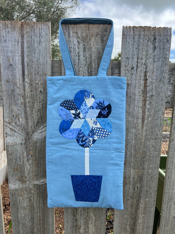 Flower Pot Shopping Bag Featuring EPP Starflower - Blue