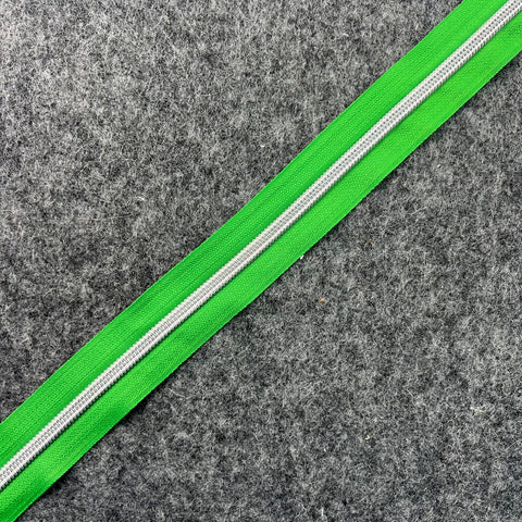Zipper - Bright Green with Silver Teeth 1m