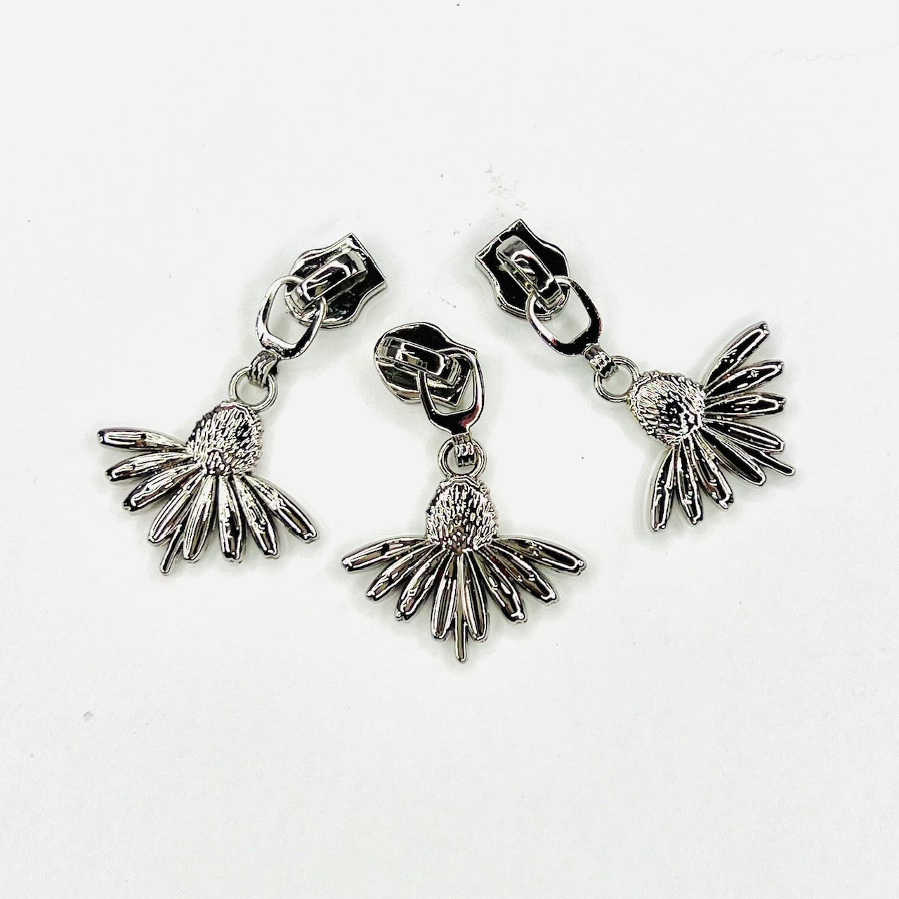 Zipper Pull - Coneflower 3pk - Silver