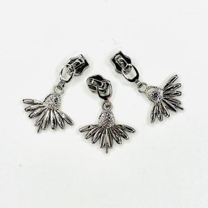 Zipper Pull - Coneflower 3pk - Silver