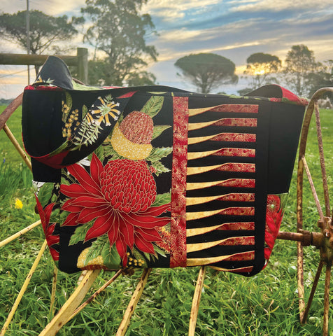 Pintuck Patchwork Bag - Black/Red - Kit