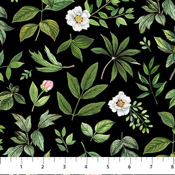 Blush Leaf Toss Black Green SP25621-99