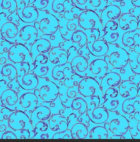 Metallic Scrolls FLEUR-CM1009 Water/Blue