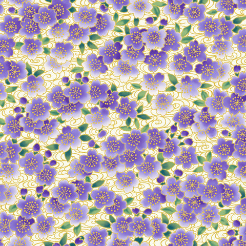 P&B Textiles - Tsuru - Ditzy Flowers - Purple w/Metallic