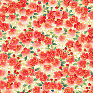 P&B Textiles - Tsuru - Ditzy Flowers - Red w/Metallic