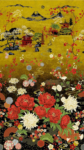 Lotus Garden Met Panel - Panel-CM3660 - Timeless Treasures