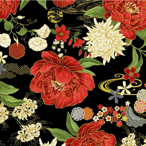 Lotus Floral Metallic - Lotus-CM3661 - Timeless Treasures
