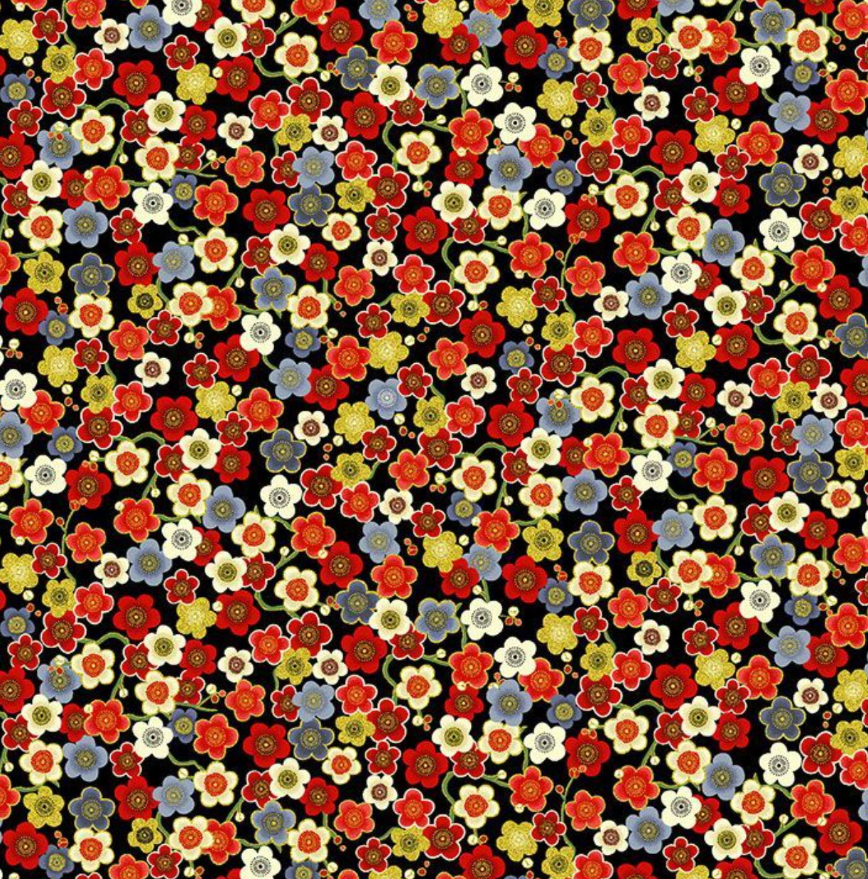 Cherry Blossoms Metallic - Lotus-CM3666 - Timeless Treasures