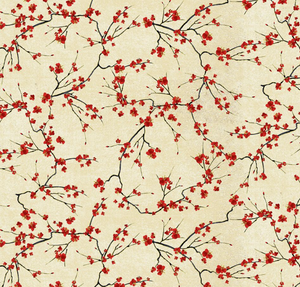 Cherry Blossom Branches Metallic Cream - Lotus-CM3667 - Timeless Treasures