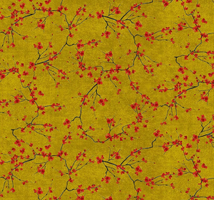Cherry Blossom Branches Metallic Gold - Lotus-CM3667 - Timeless Treasures