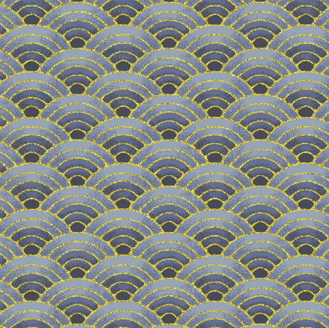 Japanese Seigaiha Metallic Grey - Lotus-CM3670 - Timeless Treasures