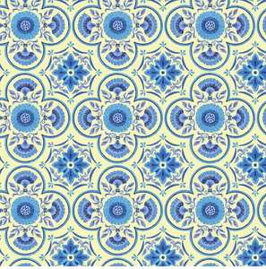 Benartex - Medallion Tiles - Yellow/Blue (Capri)