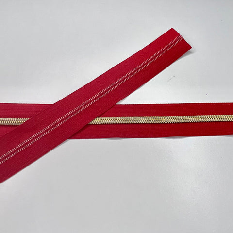 Zipper - Red (Gold Teeth)