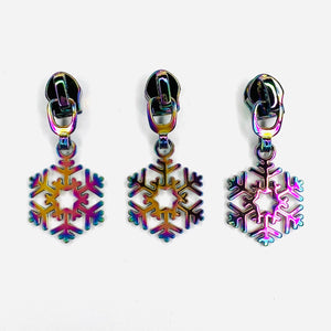 Zipper Pull 3Pk - Snowflake Rainbow