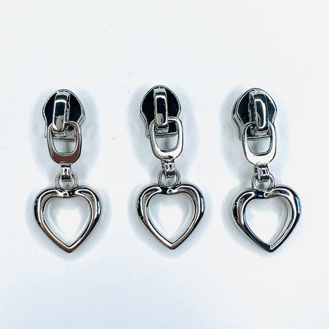 Zipper Pull - 3pk Silver Heart